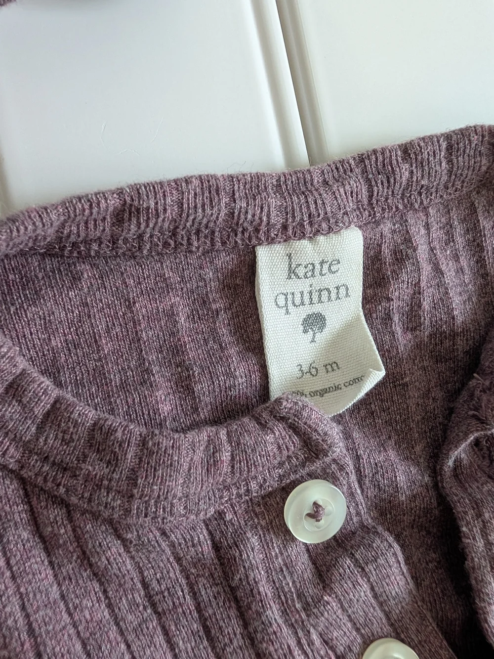 Kate Quinn Mauve Ribbed Baby Sweater 3-6 Organic Cotton